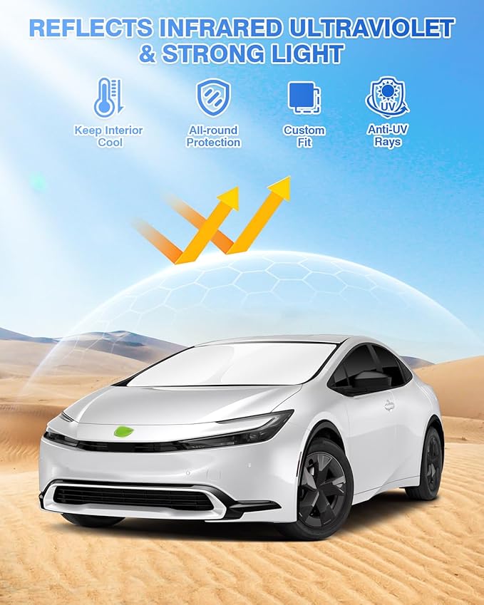 Sunshades for Toyota Prius 2023-2025 2026 Accessories Windshield Sun Shade Side Rear Window Shade Cover Sun Visor Shield Privacy Protection Keep Vehicle Cool Black 6PCS