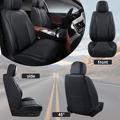 2 Packs Car Seat Covers Leather Car Seat Covers Universal Seat Covers for Car, SUV,Truck (Black)