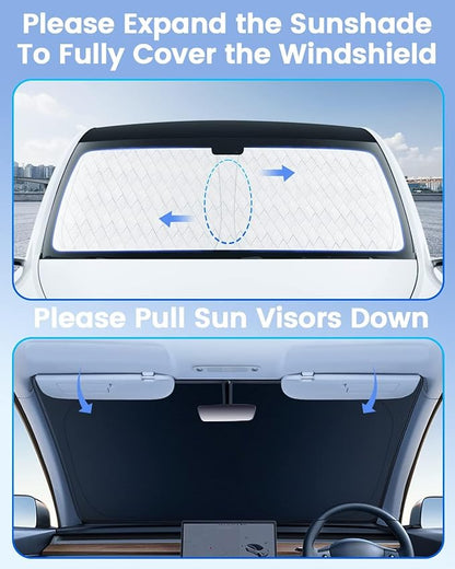 KUST Windshield Sun Shade Custom Fit for Hyundai Palisade 2020 2021 2022 2023 2024 2025 Sun Shade Front Windshield Sun Visor Foldable Thicker 5-Layer Block Heat and Sun UV Rays