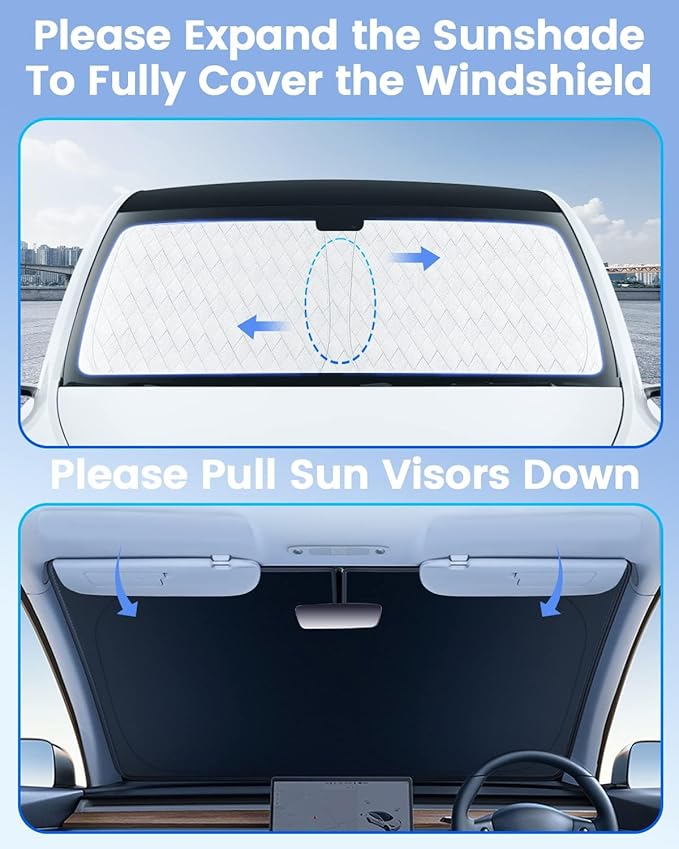 KUST Windshield Shade Custom Fit for Kia Carnival 2022-2024 2025 2026 Sun Shade Front Windshield Sun Visor Foldable Thicker 5-Layer Block Heat and Sun UV Rays