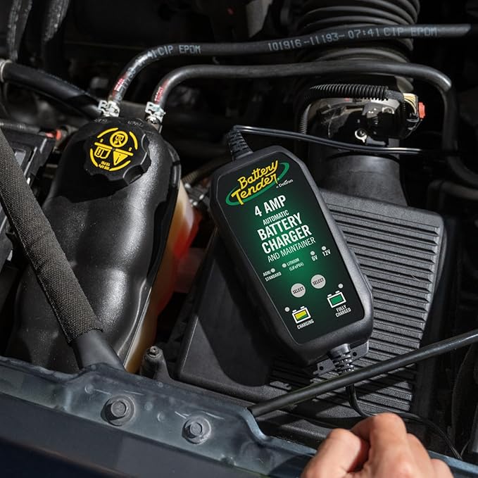 Battery Tender 4 AMP Battery Charger and Maintainer - Automotive Switchable 12V or 6V Smart Automatic for Cars SUVs and Trucks - Lead Acid, AGM, Gel, & Lithium Battery Charger - 022-0209-BT-WH