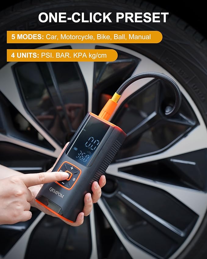 Tire Inflator Portable Air Compressor, 6X Faster 180 PSI Cordless Air Compressor, Air Pump with Pressure Gauge - Portable Tire Inflator for Car, Pickup, Motor, Bicycle, Balls and More
