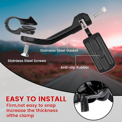 Motorcycle Adjustable Highway Pegs,1.25" Highway Foot Pegs for Harley Davidson Touring Road King Road Glide Street Glide Electra Glide Dyna Sportster Softail fits 32mm Engine Guard, Black