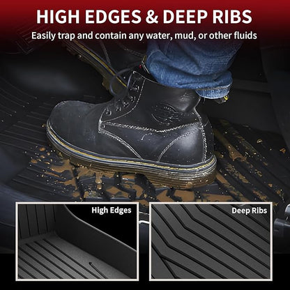 LASFIT Floor Mats for Mercedes Benz E Class 2017-2023 Fit Sedan & Wagon Only, E300 / E350 / E400 / E43 AMG / E450 / E53 AMG / E550 / E63 AMG S, All Weather TPE Floor Liners for E Class, 1st & 2nd Row