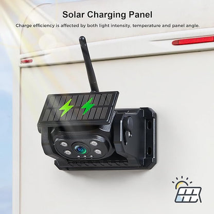 Wireless Magnetic Backup Camera, 9600mAh Battery Powered Rechargeable Waterproof HD Solar Back Up Rear View Bluetooth Hitch Camera with 7 Inch 1080P Monitor System for Car Truck Trailer RV VN003