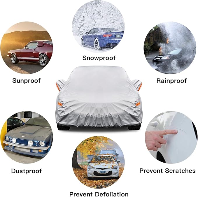 Kayme 6 Layers SUV Car Cover Custom Fit for BMW X5 (2007-2025) Waterproof All Weather for Automobiles, Outdoor Full Cover Rain Sun UV Protection.Silver