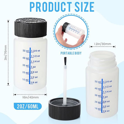 Mumufy 30 Pcs Touch up Paint Bottles with Brush and Lid Empty Touch up Bottle with Mixing Balls 2 oz Fluid Capacity Leftover Paint Container for Car Scratches Repair (Black,Blue)
