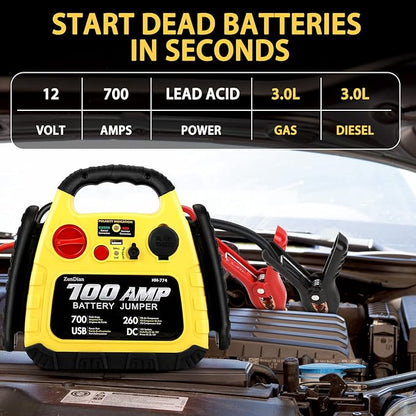 Jump Starter with Air Compressor 260PSI, 1000A Portable Car Jump Starter, 4-in-1 Battery Booster Pack for Vehicles(3L Gas/Diesel), Safety Jumper Cable with USB/DC Port