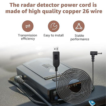 USB to DC3.5 Radar Detector Power Cable,USB C 5V-12V Power Cord Compatible with Cobra RAD 480i,350,380,Uniden DFR1,DFR3,DFR5,Whistler & Radenso Radar Detectors