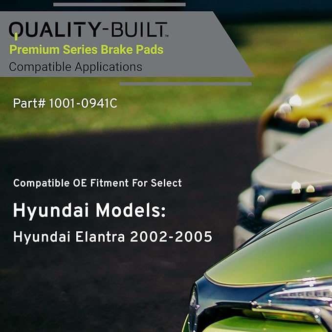 Premium Ceramic Front Brake Pads (1001-0941C) Compatible with Hyundai Elantra 2002-2005