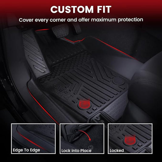 LASFIT Floor Mats for Toyota Tacoma 2024 2025 Double Cab (Only Fit Manual) All Weather Floor Liner for Tacoma TPE Custom Fit Car Mats Front&Rear 2 Row Mats,Black(Not fit Xtra Cab&Hybrid&Auto Trans)