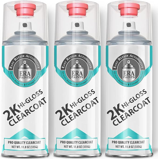 ERA Paints 2K High Gloss Automotive Clear Coat Spray/Aerosol Can – Professional Quality & Finish - Easy to Use – Best Value (3 pack)