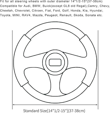Soft Car Steering Wheel Cover for Sedan, SUV, Warm Luxury Velvet, Odorless, Universal, Anti Slip, Summer Winter, Gray, Standard Size[14" 1/2-15"](37-38cm)