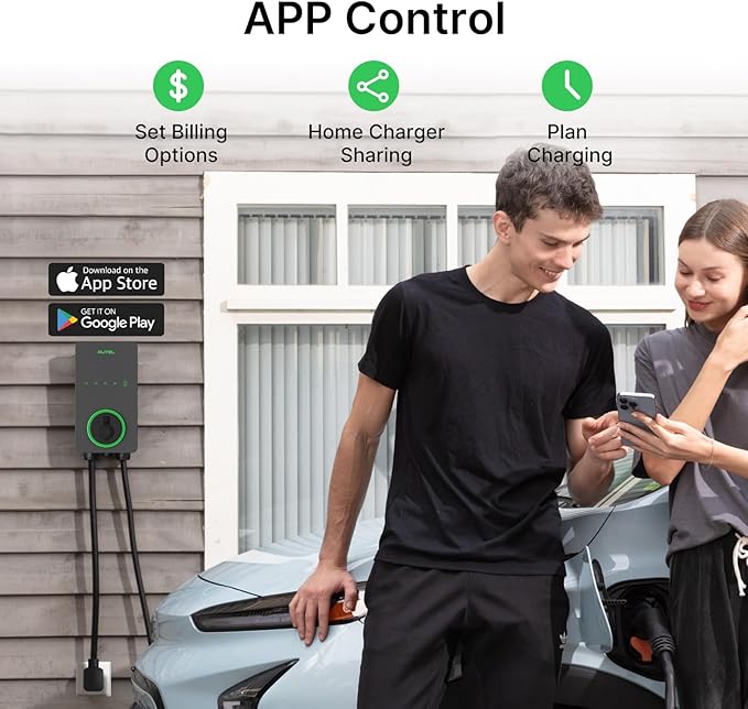 Autel Home Smart AI Level 2 EV Charger up to 40Amp, 240V, Indoor/Outdoor Fast Electric Vehicle Charging Station with Flexible 25-Foot Cable, NEMA 14-50 Plug, Dark Gray
