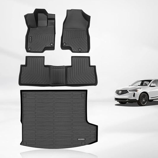 KELCSEECS® Floor Mats & Cargo Liner Custom for Acura RDX 2025 2024 2023 2022 2021 2020 2019,All Weather Protection TPE Floor Liners Front& Rear Row Full Set Acura RDX Accessories Black