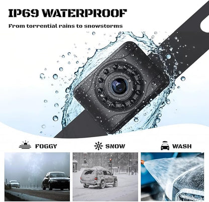 X1 Backup Camera for Car License Plate Reverse Cam, IP69 Waterproof Rearview Camara de Reversa de Auto Clear Night Vision, 149 Degree Wide View Angle - NTSC 12V