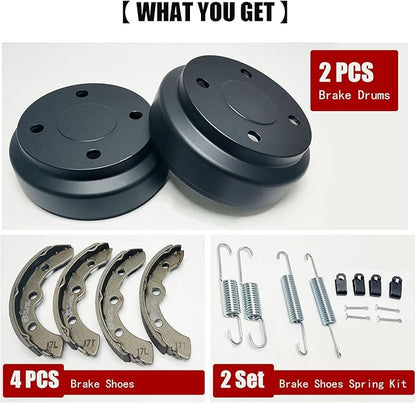 Golf Cart Brake Drums Kit with Brake Shoes & Springs for Club Car, 18 PCS Rear Brake Repair Kit Compatible with 1995-up DS 2004-up Precedent Gas & Electric