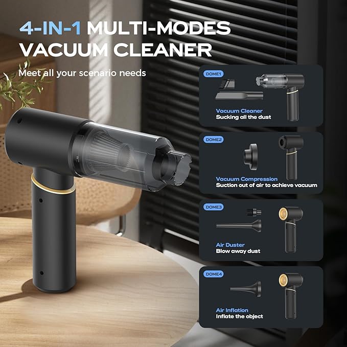 Car Vacuum Portable Cordless, Handheld Vacuum Cordless 15Kpa, Hand Vacuum Ultra-Quiet (75dB), 21min Runtime, Lightweight (1.25 lbs) for Car, Pet Hair, Home