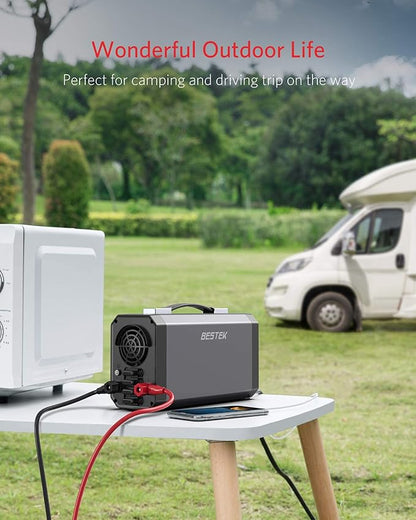 BESTEK 1200 Watt Power Inverter, 12V DC to 110V AC Car Inverter with LCD Display, 2 AC Outlets, 5V/2.4A USB Port, Cables Included, Car Power Converter for Truck, Home, Vehicles, Laptop