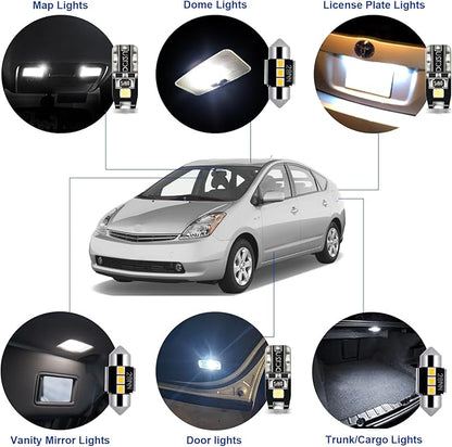 EASY EAGLE LED Interior Car Lights for Toyota-Prius-2004-2009: 11 Piece Kit White LED Light Bulbs - Super Bright 6000K + Install Tool