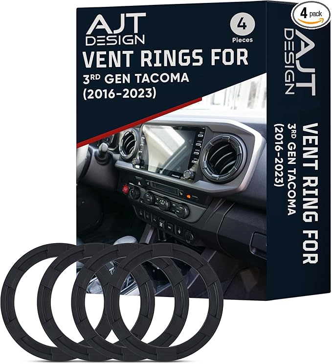 AJT Design Vent Ring for 3rd Gen Tacoma (2016-2023) | Blackout Mode | Impact Resistant ABS Plastic Car Vent Cover Ring Made For 3rd Gen Toyota Tacoma | Made in USA