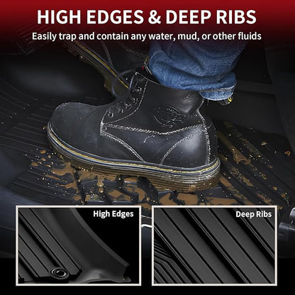 LASFIT Floor Mats for Toyota 4Runner 2013-2024 (Fit 7 Seats&5 Seats) & for Lexus GX460 2014-2023, All Weather TPE Custom Fit Floor Liner for 4 Runner 5th gen Front & Rear 2 Row Car Mats, Black