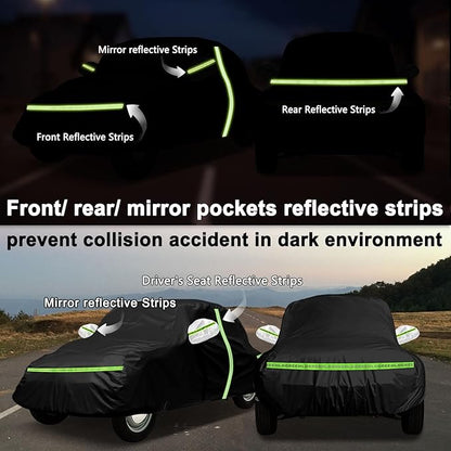 Car Cover for 1960-1980 Beetle Bug Sedan 2-Door,Full Exterior Car Covers for Automobiles All Weather Waterproof Heavy Duty,Zipper/Cotton Design Rain Snow Sun Winter UV Proof【210T Taffeta】- Black