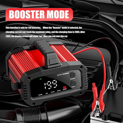 25A Battery Charger, 2/8/20/25 Amp 12V/24V LiFePO4 Lead Acid Fully Automatic Battery Maintainer with Engine Start, 8-Stage Car Battery Trickle Charger, Desulfator for AGM,STD,Gel,Deep Cycle Batteries