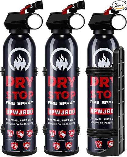 3Pack Dry Stop Fire Extinguisher for Home - Auto Fire Extinguisher for Truck Vehicle, 600g Dry Chemical Powder A B C Fire Extinguisher for Kitchen, Car, Boat, Marine, Portable Use (3 Blue)