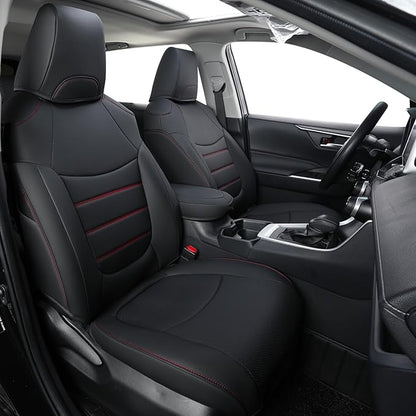 RISINGSTAR Rav4 Seat Covers, fit 2019-2025 Toyota Rav4 XLE LE XLE Premium Limited Base SUV, not for Adventure and TRD-Off(Black&Red)