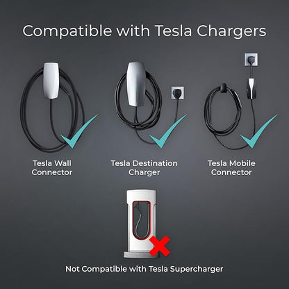 Lectron Tesla to J1772 EV Charging Adapter – NACS Converter, 48 Amp & 250V, Compatible with Tesla High Powered Connectors, Destination Chargers & Mobile Connectors for J1772 Electric Vehicles (Black)