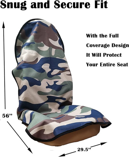 Car Seat Cover Protector Front Seats,for Gym Workout,Running,Swimming,Beach and Hiking,Waterproof Sweat Towel Bucket Seat Covers for Cars SUV Trucks (Camouflage, 1Pcs)
