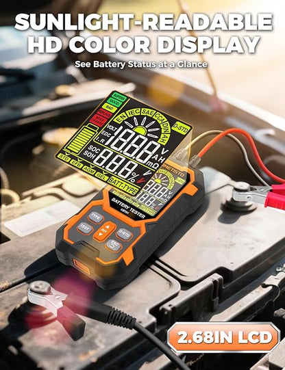 12V 24V Car Battery Tester, POROMETISTO CBT01 Automotive Battery Checker, Auto Battery Voltage Internal Resistance Tester, Battery Analyzer Tester for Car Truck Motorcycle SUV Boat ATVs RVs