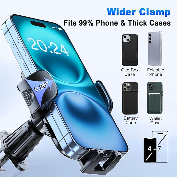 [2025 NEW] Car Phone Holder [Upgraded Strongest Suction & Clip] Cell Phone Mount for Dashboard Windshield Vent,Mobile Stand Base Truck Cradle for iPhone 16 Pro Max 15 14 13 12 Samsung S25 S24 Android