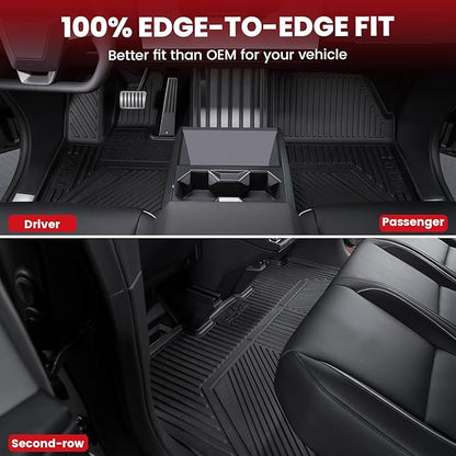 LASFIT Premium Extra Thick Floor Mats for Tesla Cybertruck 2023 2024 2025 All Weather TPE Custom Fit Pickup Interior Accessories Front Rear Car Liner 1st & 2nd Rows Set, Black