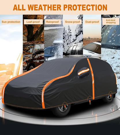 Hatchback Car Cover Waterproof All Weather for Automobiles Compatible with Audi A1 S1, BMW i3, Honda Fit UV Protection Sun All Weather Outdoor Fit Compact Cars for Hatchback 157 ’’