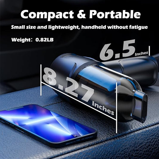 Car Vacuum Portable Cordless, 16000PA Powerful Suction, 5 in 1 Mini Handheld Vacuum Cleaner, Small Car Vacuum Cleaner, Brushless Motor, Air Duster, 4000mAh, Dual Filter, for Cars,Home,Office,Pet