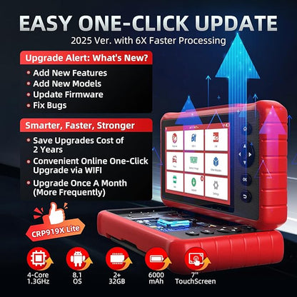 LAUNCH OBD2 Scanner CRP919X Lite, Active Tests & 32+ Reset Services Bidirectional Scan Tool, 2025 New with 2-Year Free Update, OE-Level Full System Scan Tool, ABS Bleeding, BMS/Oil Reset, Auto VIN