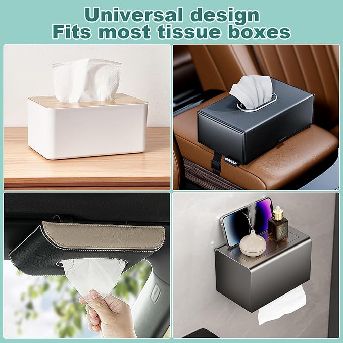 4-Ply Car Tissue Refills (720 Layers) - 6 Pack Travel Size Tissues, Soft & Strong Disposable Facial Tissues for Car, Office, Home - 180 Sheets