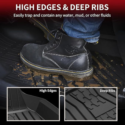 LASFIT Floor Mats Fit for Lincoln MKC 2019 2018 2017 2016 2015 TPE All Weather Floor Liners Custom Fit Car Mats 2015-2019 Accessories, 1st and 2nd Rows Floor Mats - Black