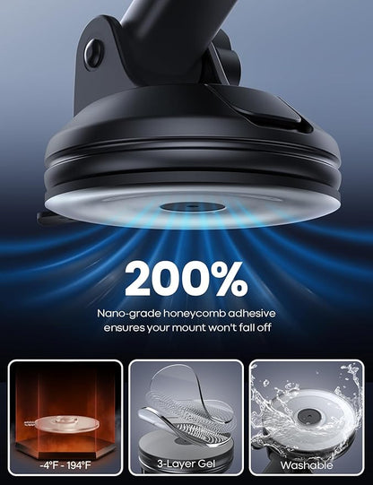 Lamicall Car Phone Holder - [Strongest Military-Grade Suction Cup] 360° Rotation Phone Holders for Your Car Quick Release Adjustable Car Phone Mount Dashboard for iPhone 16 Galaxy Smartphone Truck
