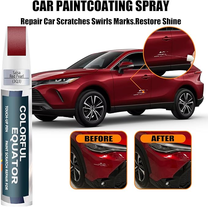 3Q3 Dark Red/Salsa Red Pearl Touch Up Paint for Toyota, Car Paint Pen Scratch Repair Two-In-One Touch Up Paint, Premium Car Scratch Remover for Deep Scratches