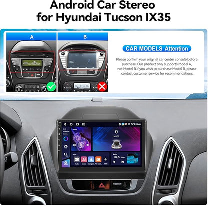 SIXTOP [4+64G] Android Car Stereo for Hyundai Tucson IX35 2010-2015 with Carplay Android Auto Mirror Link 10.1 inch Touchscreen 1280 * 720 Bluetooth 5.0 FM/RDS DSP 32EQ WiFi GPS Change Theme AI Voice