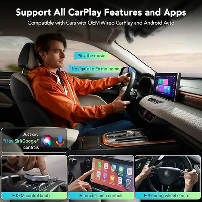 Wireless CarPlay Adapter 2025, Convert Wired to Wireless CarPlay Adaptor for Apple, Compatible with Cars with Factory Wired CarPlay for iPhone & Android with USB/USB-C Port (Light Grey)