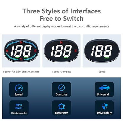 H2 GPS Speedometer Digital Speedometer GPS HUD Universal All Cars Head Up Display Vehicle Speed Compass MPH KMH Speed Gauge Plug and Play
