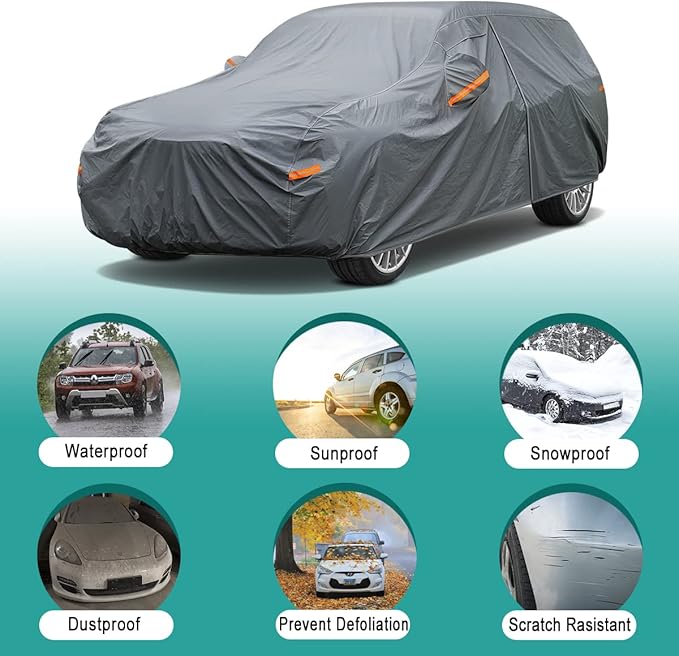 Premium Car Cover Custom Fit GMC Terrain (2010-2025), 16 Layers Heavy Duty Car Cover Waterproof All Weather with Zipper Door for Sun Rain Snow Dust Uv Protection