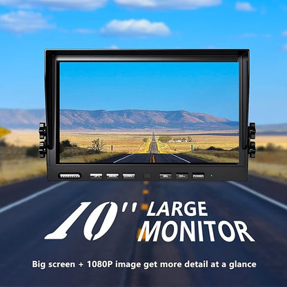 1080P Wireless Backup Camera System for RV Trailer Truck Camper,10 Inch DVR Monitor w/Recording IR Night Vision Digital Wireless Rear View Camera Adapter for Furrion Pre-Wired RVs,BW101SL