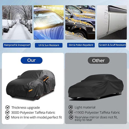 6 Layer Heavy Duty Hatchback Car Cover Waterproof All Weather Protection with Cotton Liner, Universal Fit Nissan Leaf, Honda Civic Hatchback, Mazda 3 Hatchback, Toyota Corolla Hatchback