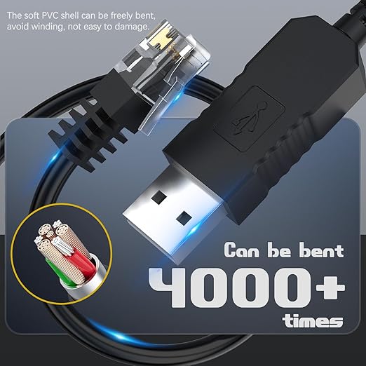 Radar Detector Cable, USB to RJ11 Plug Cord Compatible with Escort Passport 9500i, MAX360, Uniden R1 R3 R7, Beltronics,Radenso XP etc, 5Ft Length Replacement Radar Detector Cable