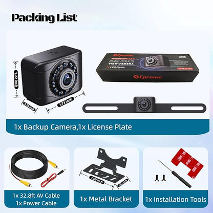 X1P HD Backup Camera License Plate Rear View Camera for Car, IP69 Waterproof Cámaras de Reversa para Autos with Clear Night Vision, Wide View Angle Universal Camera for Truck SUV RV Pickup